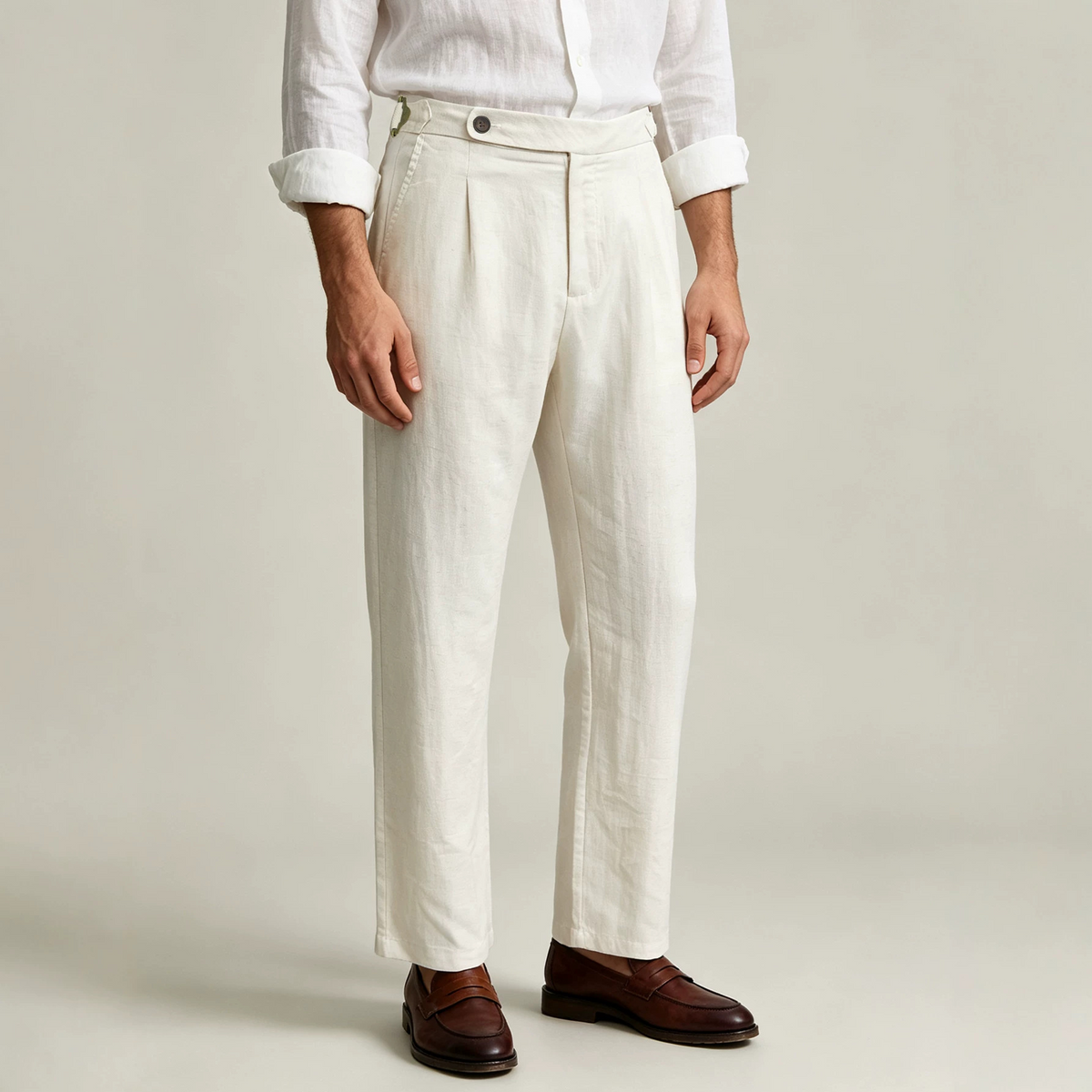 Pantaloni Uomo Fianchetto con Regolatori Laterali, Misto Lyocell, Stile Gentiluomo Italiano